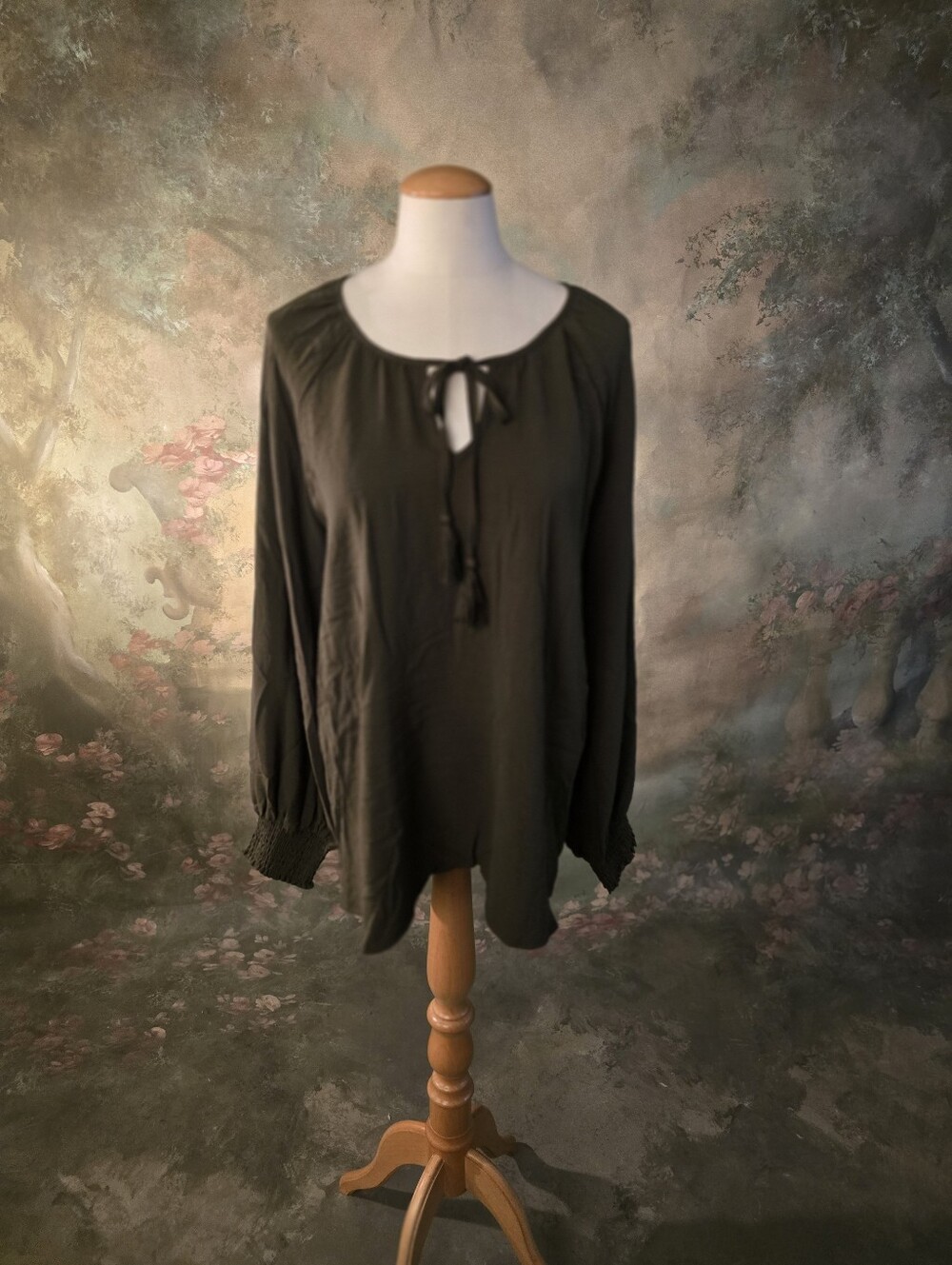 Jodifl Dark Green Bohemian Peasant Blouse S
